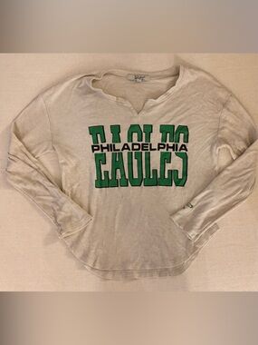 Eagles Junk Food Clothing Cream Waffle Knit Long Sleeve